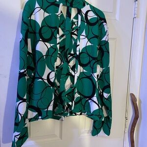 Ashley Stewart Green and Black Patterned Jacket